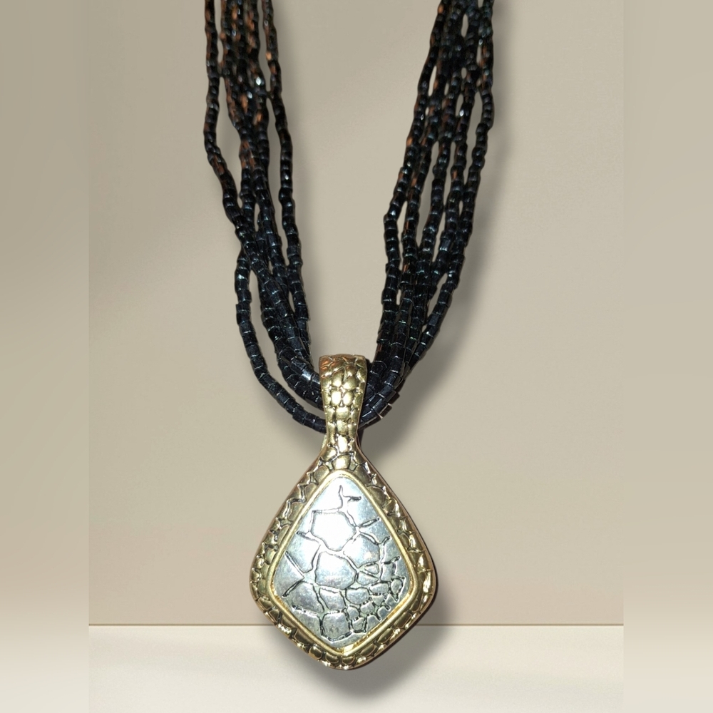 Premier Designs Pendant And Black Multistrand Necklace